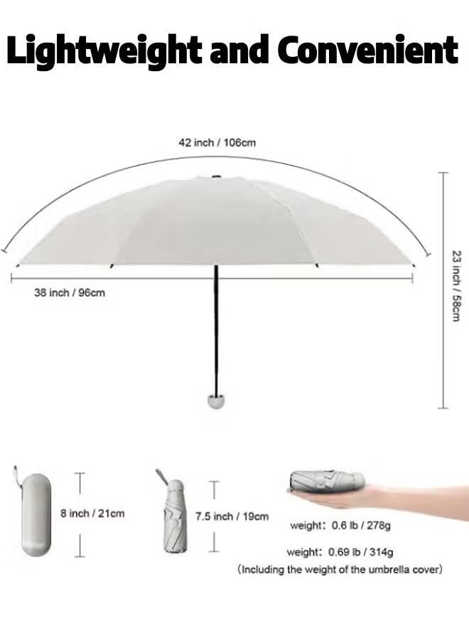 Ruili This capsule umbrella/sunshade offers sun, rain, wind, and UV protection, making it suitable for families, travel, outdoor activities, gardening, and landscaping. (White) - Image 3
